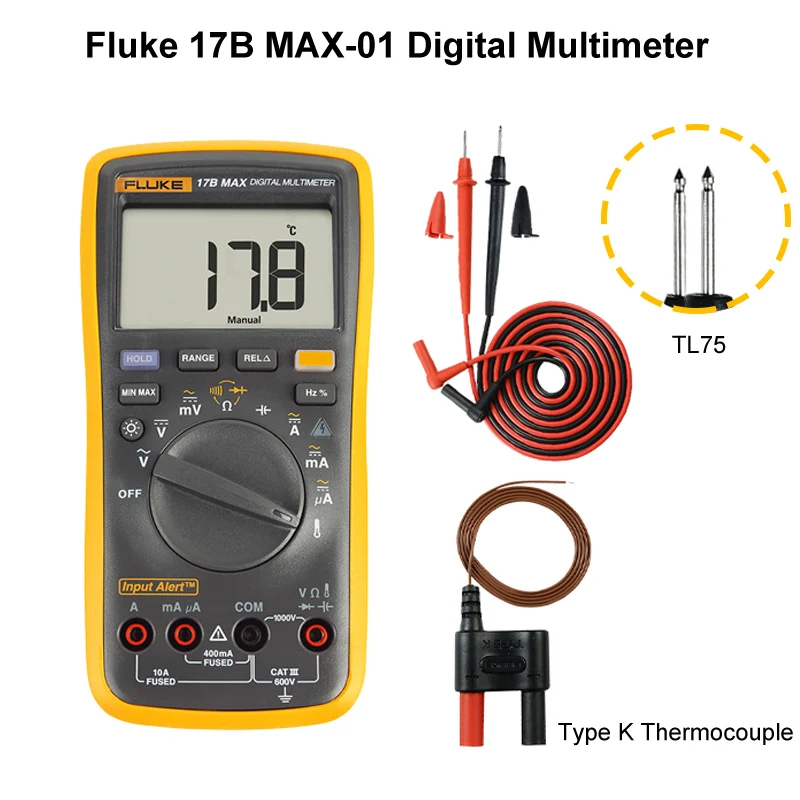 Più Recente Fluke 15B Max Fluke 17B Max Multimetro Digitale Ac/Dc Tensione Capacitanza Corrente Ohm Tester Di Temperatura Auto/Gamma Manuale