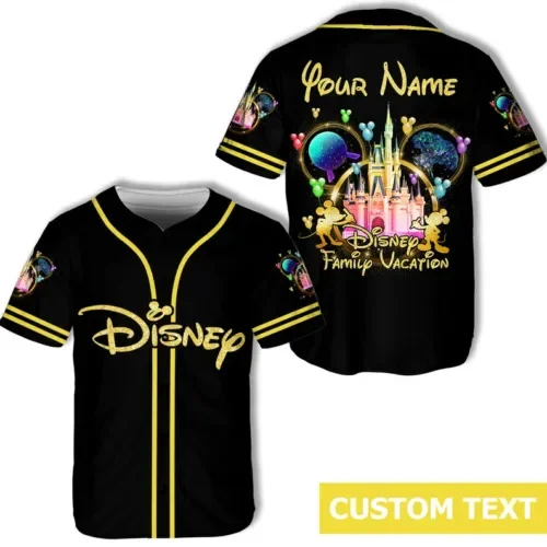 New Mickey Mouse Disney 50Th Anniversary Walt Disney World 3D Baseball Jersey Disney Baseball Jersey Fashion Casual Shirt