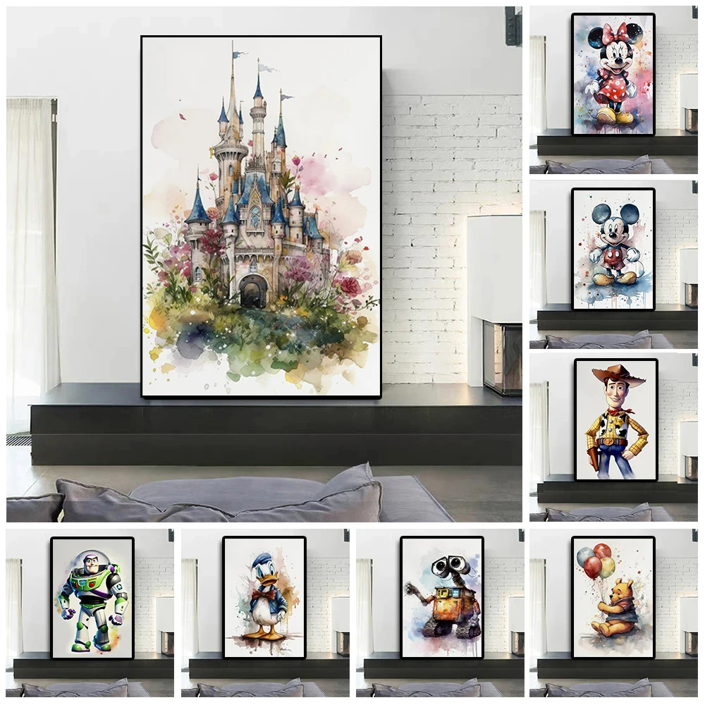 Disney Cartoon Acquerello Toy Story Mickey Minnie Mouse Poster Abstracts Graffiti Canvas Painting Disney Wall Art Room Decor
