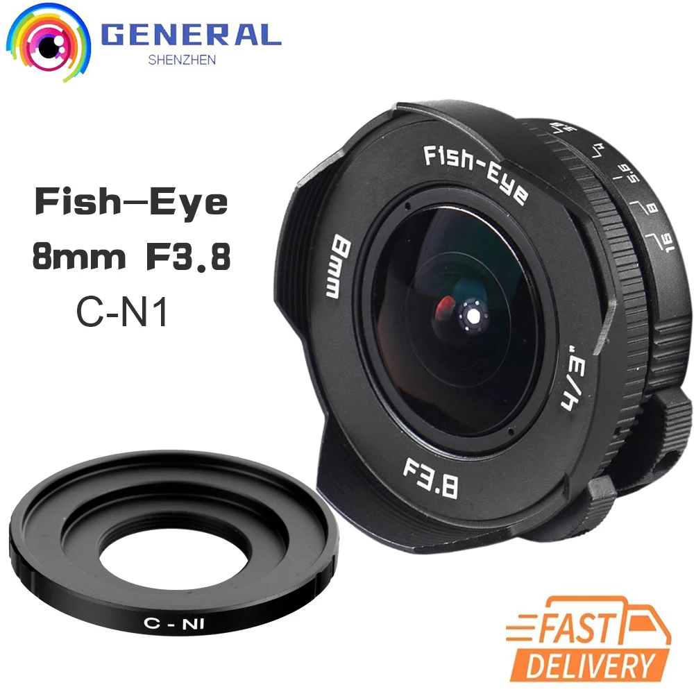 8Mm F3.8 Fish-Eye C Mount Grandangolare Fisheye Lens Lunghezza Focale Fish Eye Lens Suit Per Nikon 1 Aw1 V1 V2 V3 J1 J2 J3 J4 J5 S1 S2