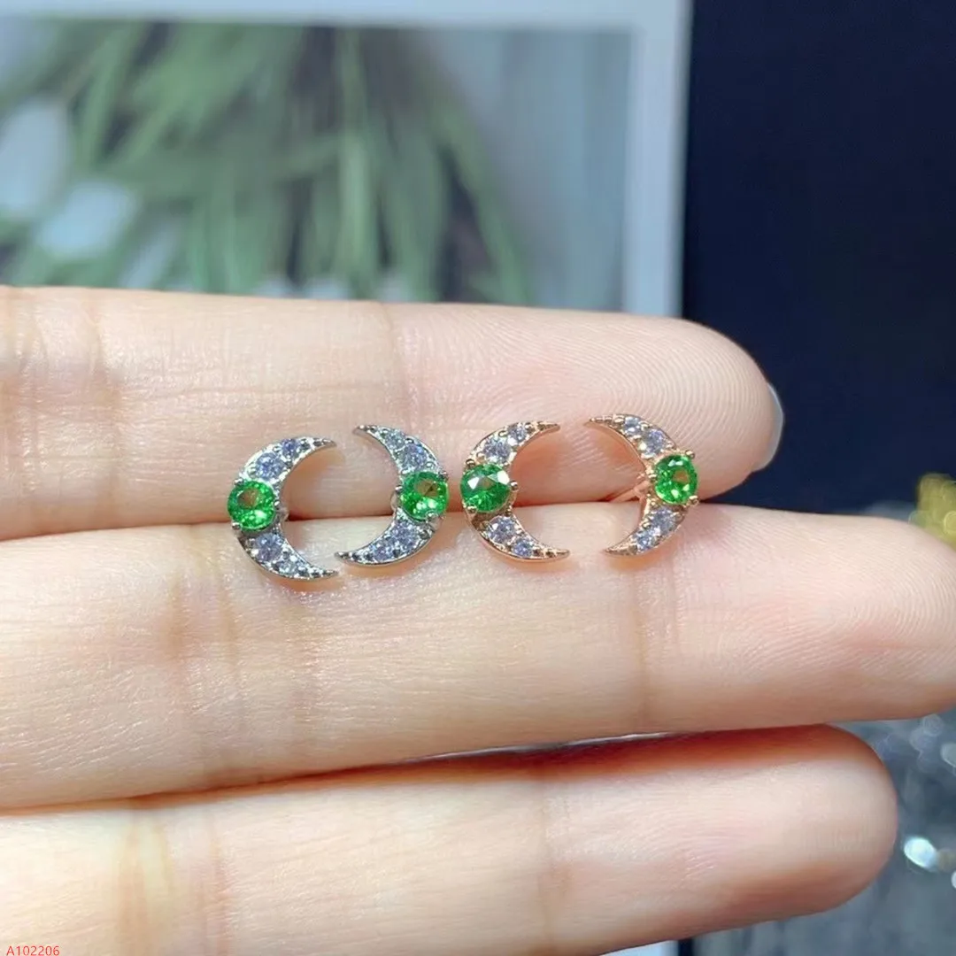High-End Jewelry 3X3 Natural Tsavorite Women'S Stud Earrings Gift Party Marry Girl Birthday Valentine'S Day Got Engaged New