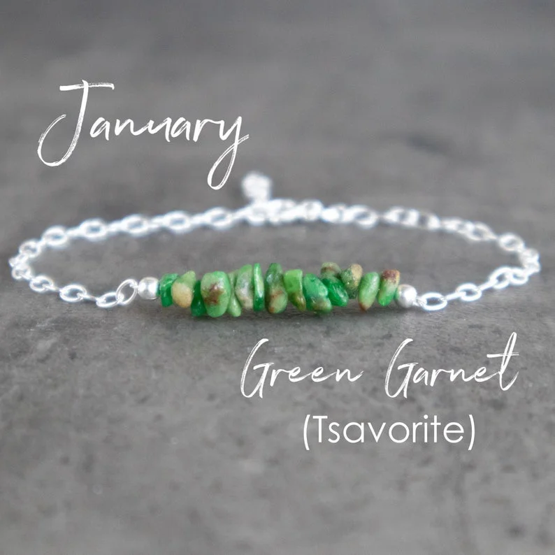Bracciale In Granato Tsavorite, Bracciale In Granato Verde, Bracciale In Pietra Portafortuna Di Gennaio, Bracciale In Tsavorite, Bracciale In Cristall