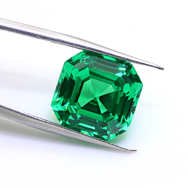 12Mm 12.5Ct Asscher Cut Lab Grown Tsavorite Loose Stone Tower Shape Colore Verde Gemstone Bead Per Gioielli Fai Da Te Che Fanno Anello