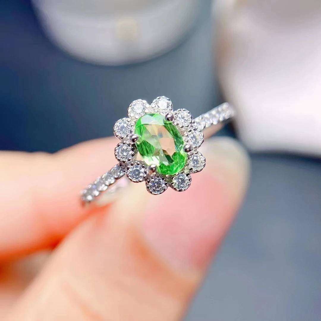 Fs Natural 3*3Mm Sapphire S925 Sterling Silver Anello Semplice Fine Fashion Matrimoni Gioielli Da Donna Regalo Meibapj