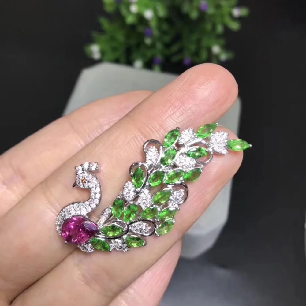Spilla In Tsavorite Naturale E Reale Spedizione Gratuita Tsavorite Spilla In Argento Sterling 925
