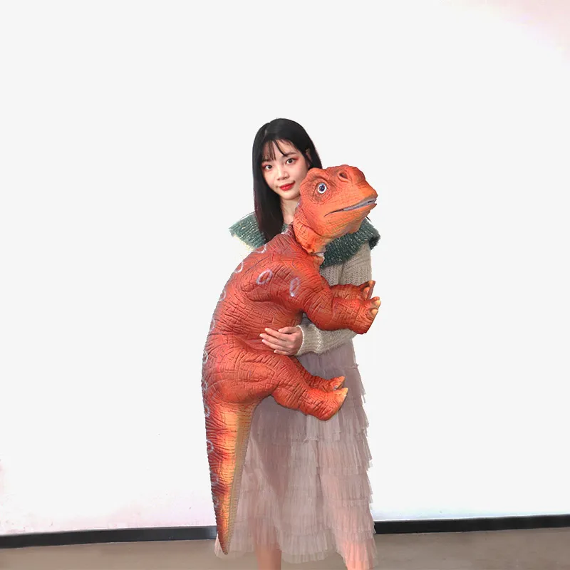 Cute Hand Control Silicone Realistico T-Rex Baby Animatronic Dinosaur Raptor Puppet Costume Cosplay