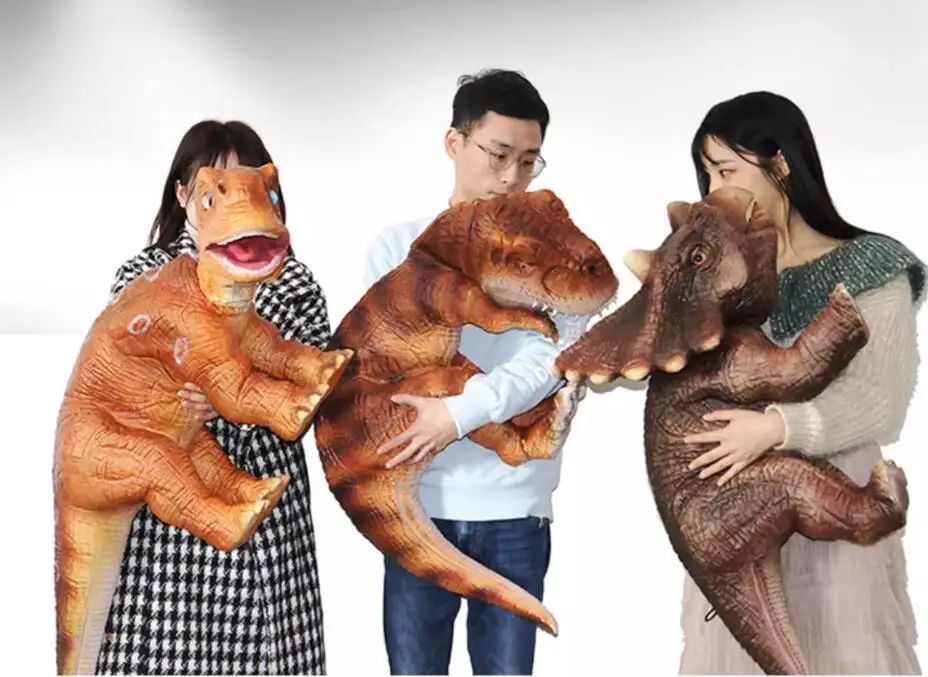 Cute Hand Control Silicone Realistico T-Rex Baby Animatronic Dinosaur Raptor Puppet Costume Cosplay