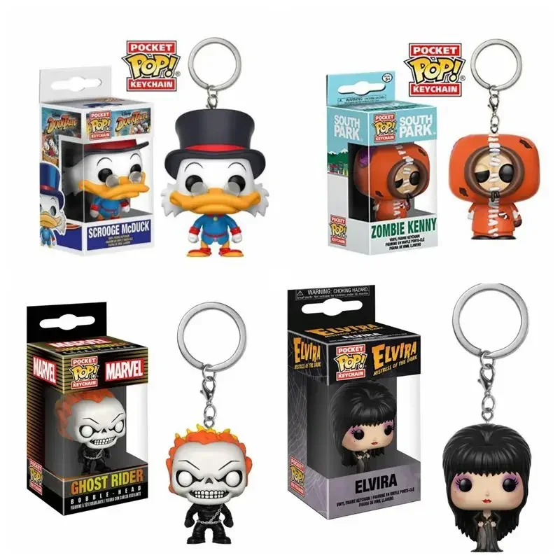 Funko Pop Portachiavi Scrooge Mcduck Zombie Emerson Tina Belcher Ash Sally Seduto Chost Rider Elvira Marvel Action Figure Model Toys