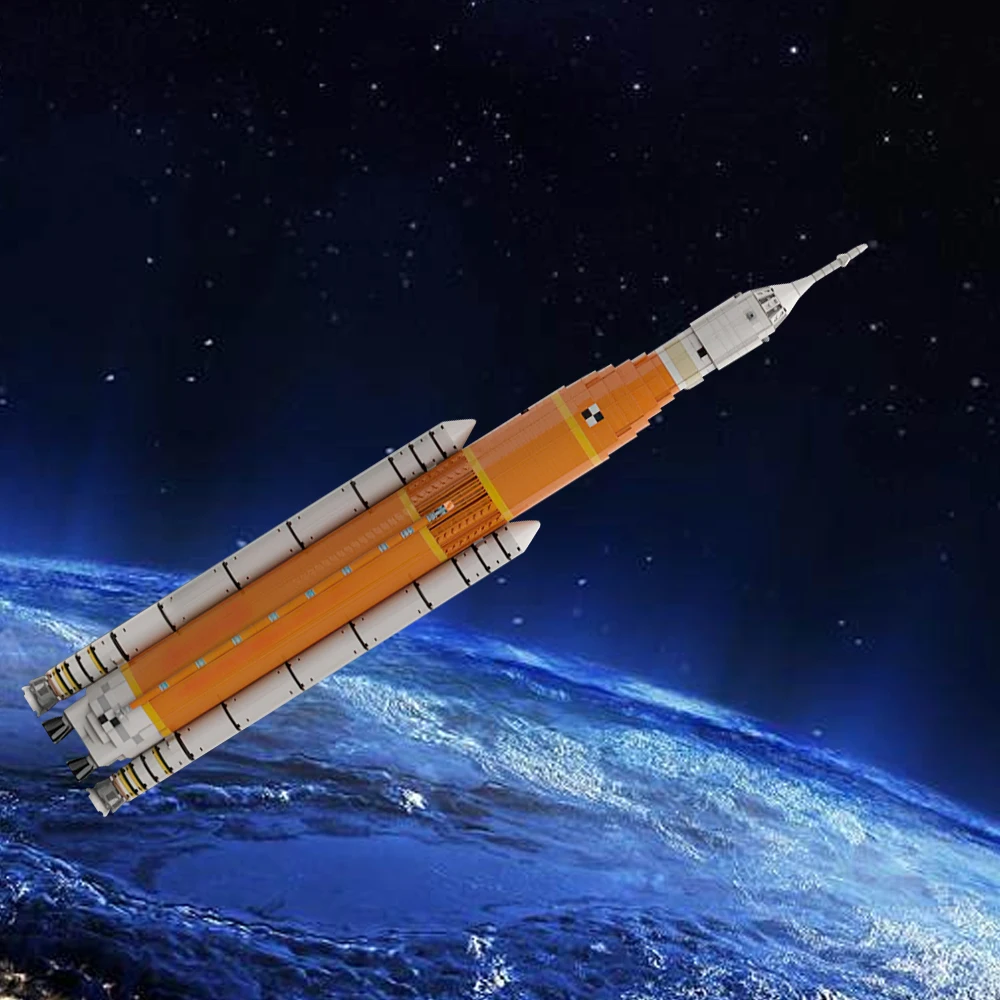 Moc Nasa Space Launch System Artemis Sls Block 1 Saturn V Bricks Heavy Launch Vehicle Cargos Rocket Building Block Model Toys