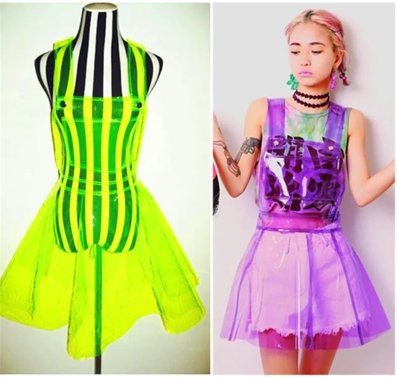 Cantante Femminile Ds Costume Plastica Trasparente Espansione Fondo Abito In Pvc Vestido Vestiti Estivi Donna Trasparente Vinly A Line