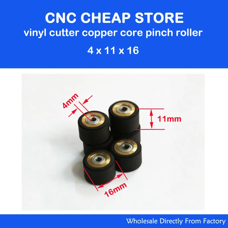 10 Pz/Lotto Pinch Roller Roland Mimaki Graphtec Ce5000 120 Vinile Cutter Plotter Da Taglio Push Ruota Di Pressione 4X11X16Mm