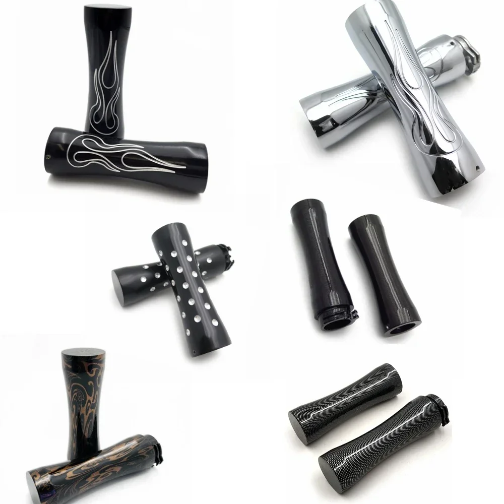 Manopole Stile Fiamma 1 "25Mm Per Harley Davidson Sport Tour Glide Fxrt Kawasaki Vn800 Aftermarket Ricambi Moto Nero
