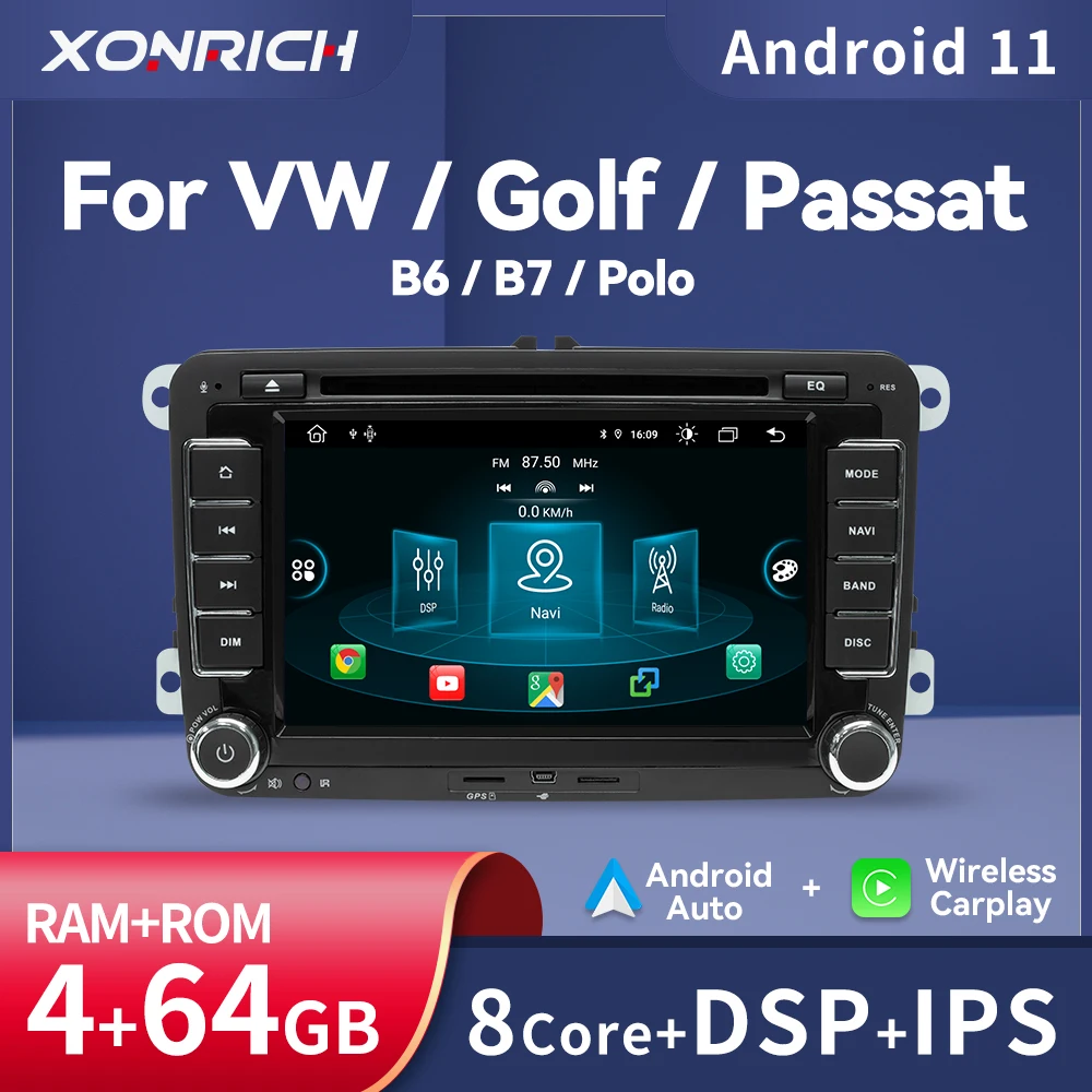Wireless Carplay Android11 Autoradio Multimediale Per Volkswagen Vw Passat B6 B7 Cc Tiguan Touran Golf Polo Gps 2Din Autoradio Rds