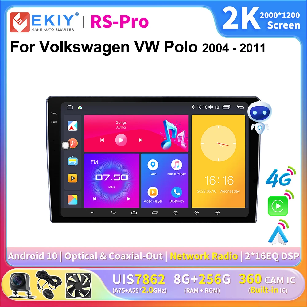 Ekiy 2K Schermo Android Car Stereo Per Volkswagen Vw Polo 2004-2011 Auto Carplay Stereo Autoradio Navi Head Unit 4G Player Gps