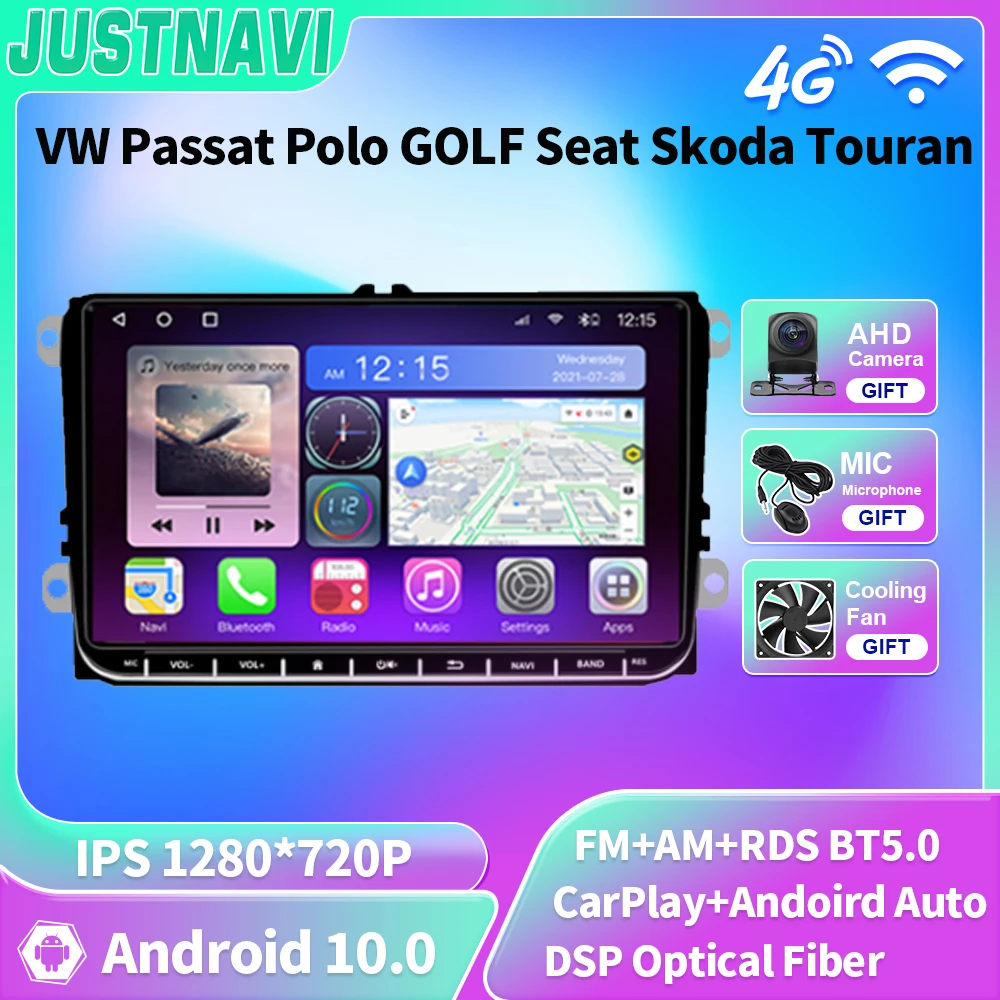 Justnavi Autoradio Android 2 Din Autoradio Lettore Multimediale Navigazione Gps Carplay Per Vw Passat Polo Golf Seat Skoda Touran