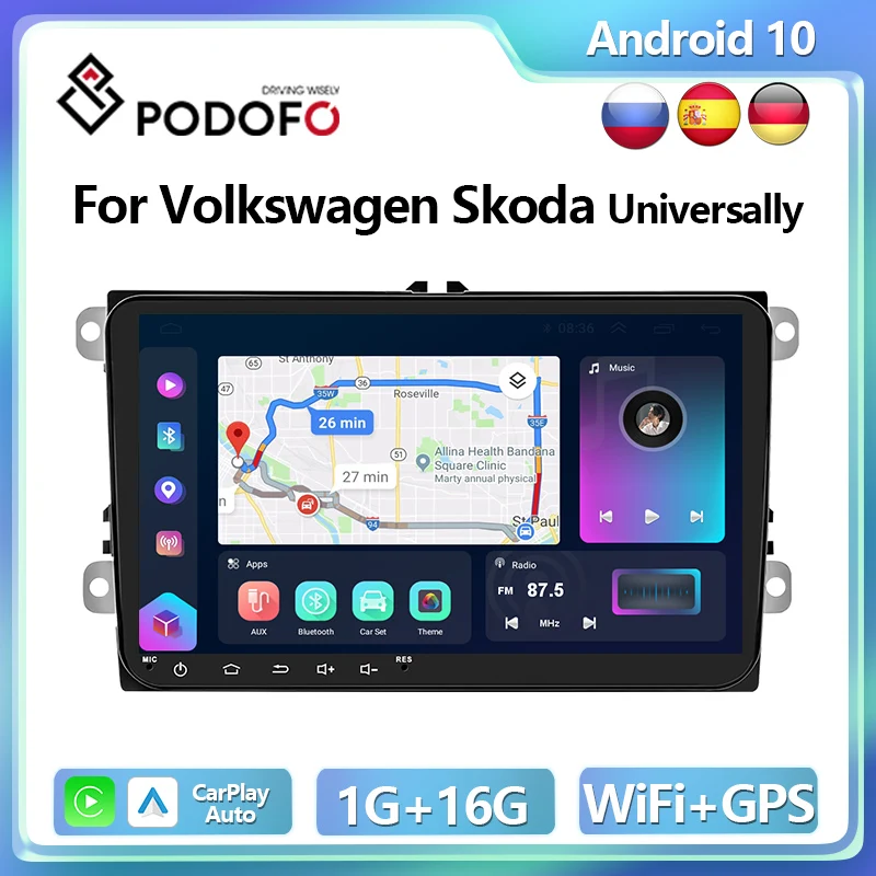 Podofo Autoradio Android Per Volkswagen Passat Polo Golf Skoda Seat Lettore Video Multimediale Wifi Autoradio Gps Stereo Head Unit