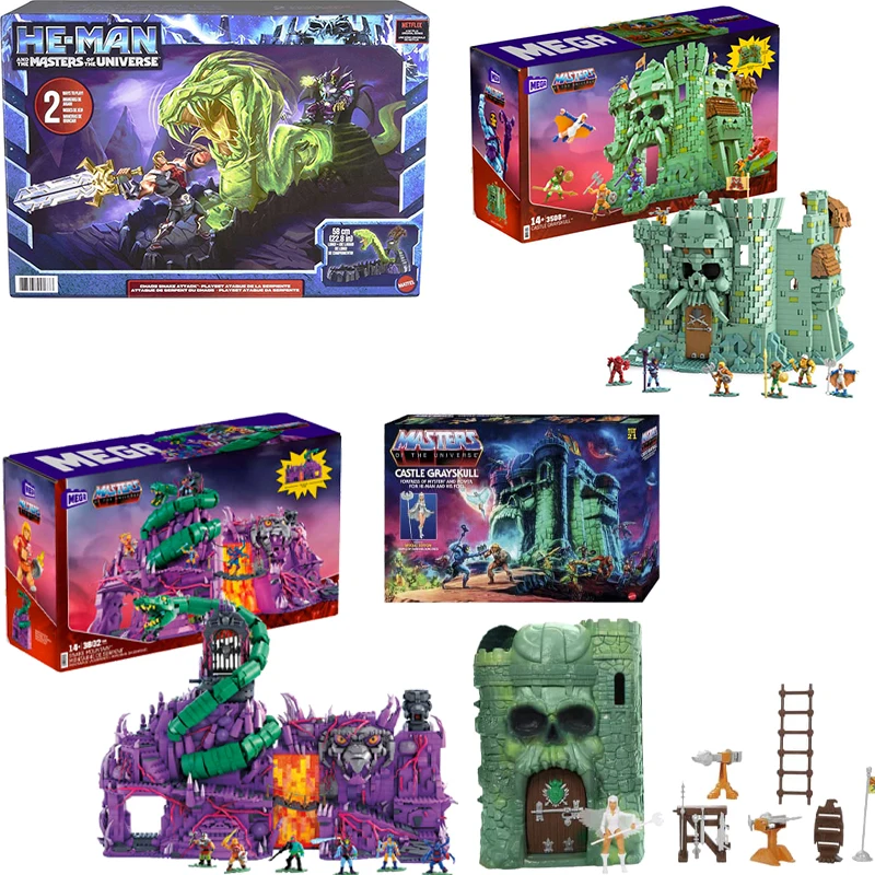 Origins Masters Of The Universe Castle Grayskull Playset Snake Mountain Mega Construcx House Building Block Model Boys Gifts Toys