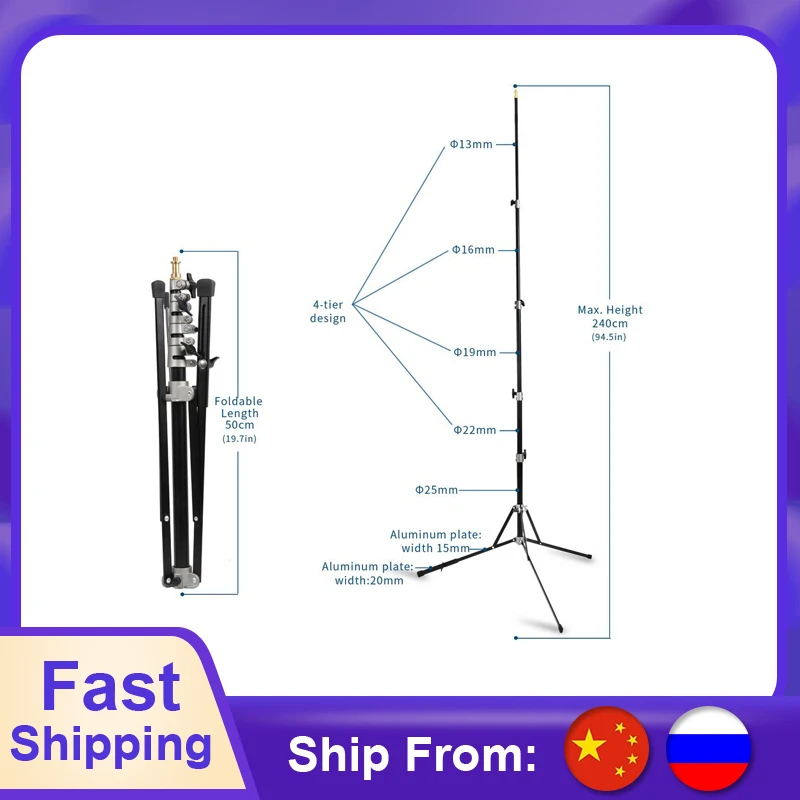 Selens 240Cm Fotografia Light Stand Studio Photo Stand Studio Fotografico In Alluminio Pieghevole Per Luce Fotografica Treppiede