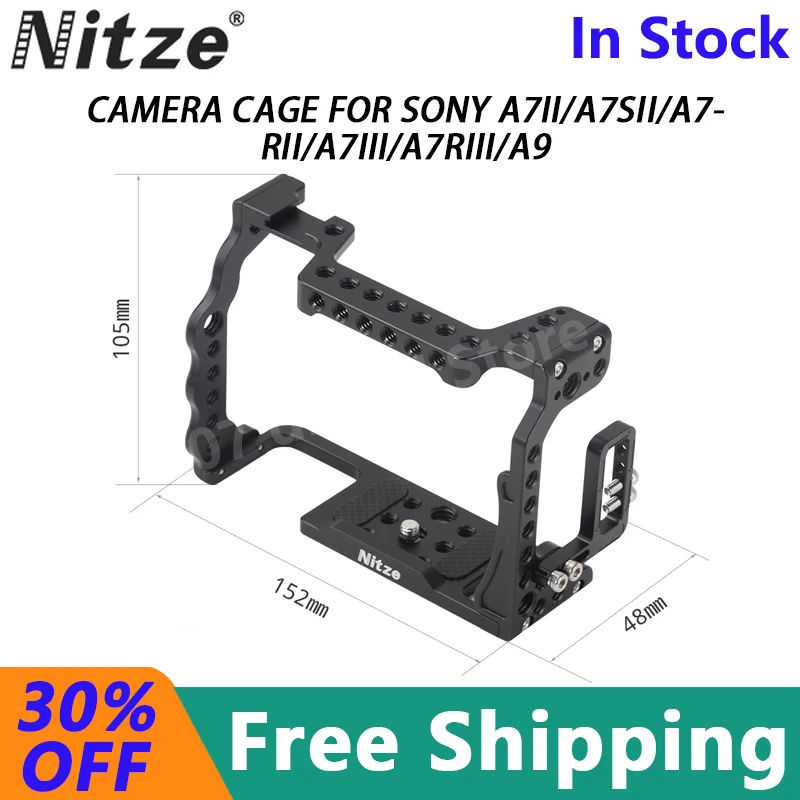 Gabbia Per Fotocamera Nitze Per Sony A7Ii/A7Sii/A7Rii/A7Iii/A7Riii/A9 - Tp12 Lega Di Alluminio Con Chiave Esagonale, Morsetto Per Cavo Hdmi