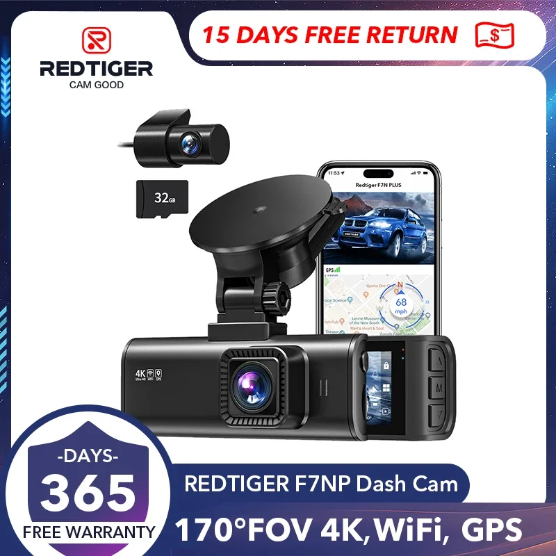 Reditiger F7Np 4K Dash Cam 1080P Hd Car Dvr Gps Integrato Android Wifi Auto Drive Videoregistratore Per Veicoli Visione Notturna