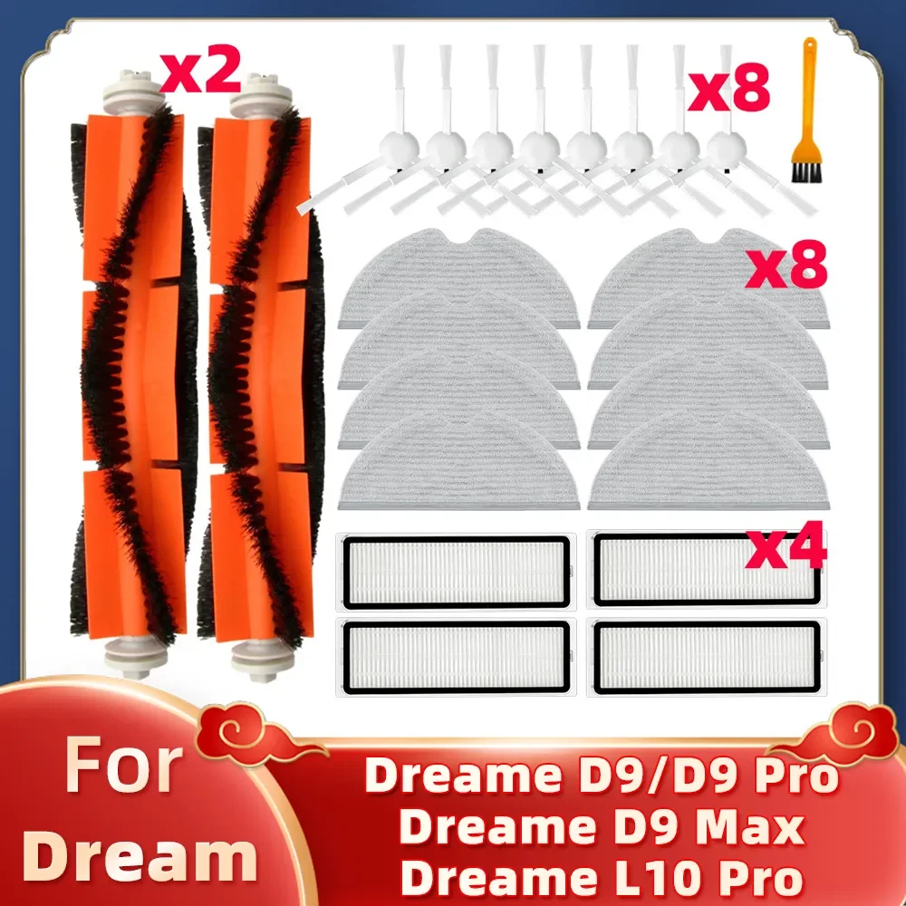 For Xiaomi Dreame D9, D9 Pro, D9 Max, Dreame L10 Pro Trouver Robot Lds Replacement Spare Parts Main Side Brush Mop Hepa Filter