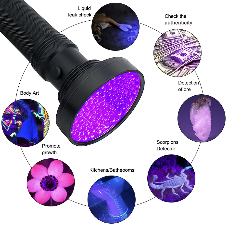100/51 Torcia A Led Luce Nera Batteria Aa Impermeabile Lampada Uv Di Alta Qualità 395 Nm Per Cane/Gatto Rilevatore Di Urina Per Animali Domestici Macc