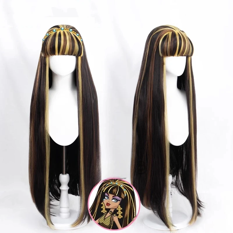 Gioco Cleo De Nile Parrucca Anime Monster High Cleo De Nile Cosplay Parrucca Carina Capelli Parrucca Sintetica Resistente Al Calore Donna Lunga