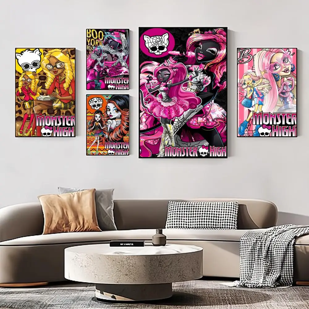 Cartoon M-Monster H-High Anime Poster Autoadesivo Art Retro Kraft Paper Sticker Diy Room Bar Cafe Vintage Pittura Decorativa