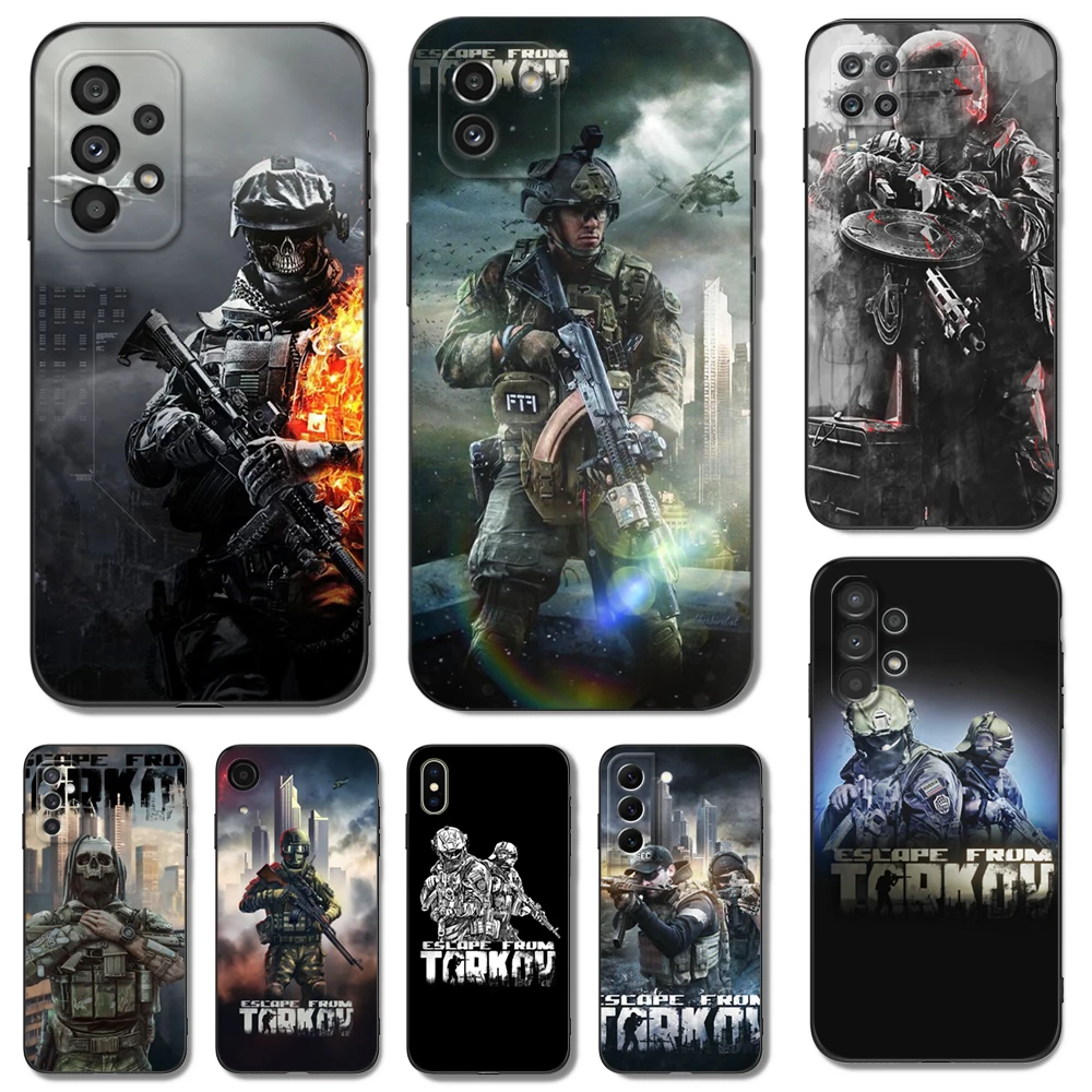 Custodia In Tpu Nero Per Samsung Galaxy S22 S20 S21 Fe Plus Ultra + S10 E Lite Cover Posteriore Escape Tarkov