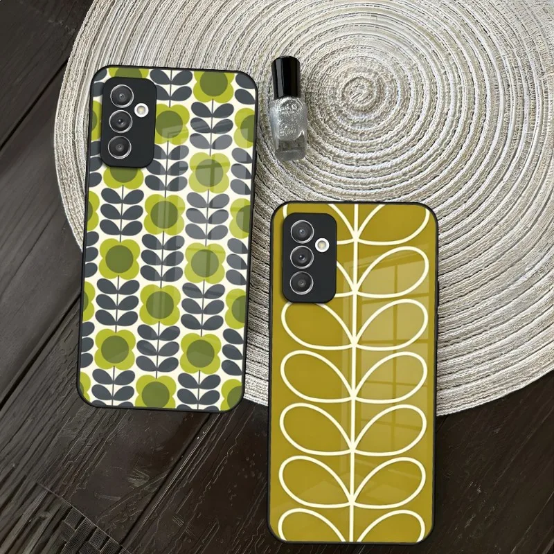 Orla Kiely Summer Flower Stem Custodia Per Telefono Per Samsung S30 S21 S23 S20 S22 Fe S10 E S9 Note 20 10 Pro Ultra Plus Glass