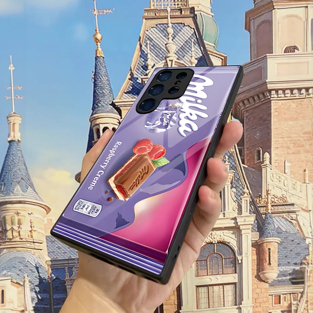 Custodia Per Telefono Milka Chocolate Cow Cookies Per Samsung S30 S21 S20 S23 S22 Fe S10 E S9 Note 20 10 Pro Ultra Plus Glass