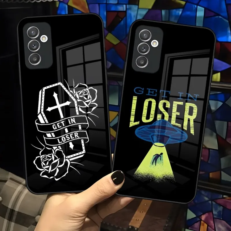 Get In Loss Kawaii Coffin Phone Case Per Samsung S30 S21 S20 S23 S22 Fe S10 E S9 Note 20 10 Pro Ultra Plus 5G Glass