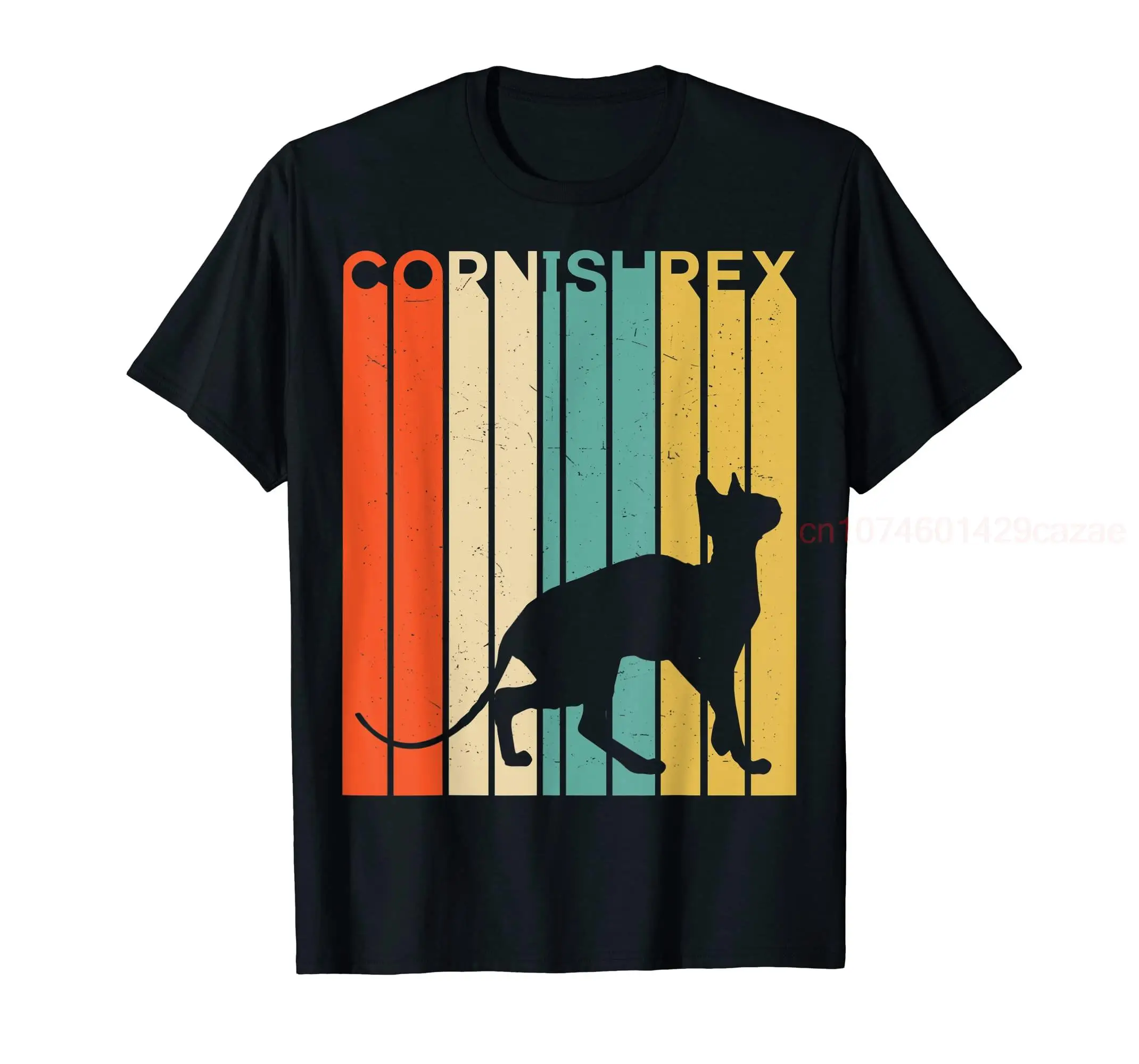 100% Cotone Retro Vintage Cornish Rex Cat Silhouette Cornish Rex Cat T-Shirt Uomo Donna T-Shirt Unisex Taglia S-6Xl