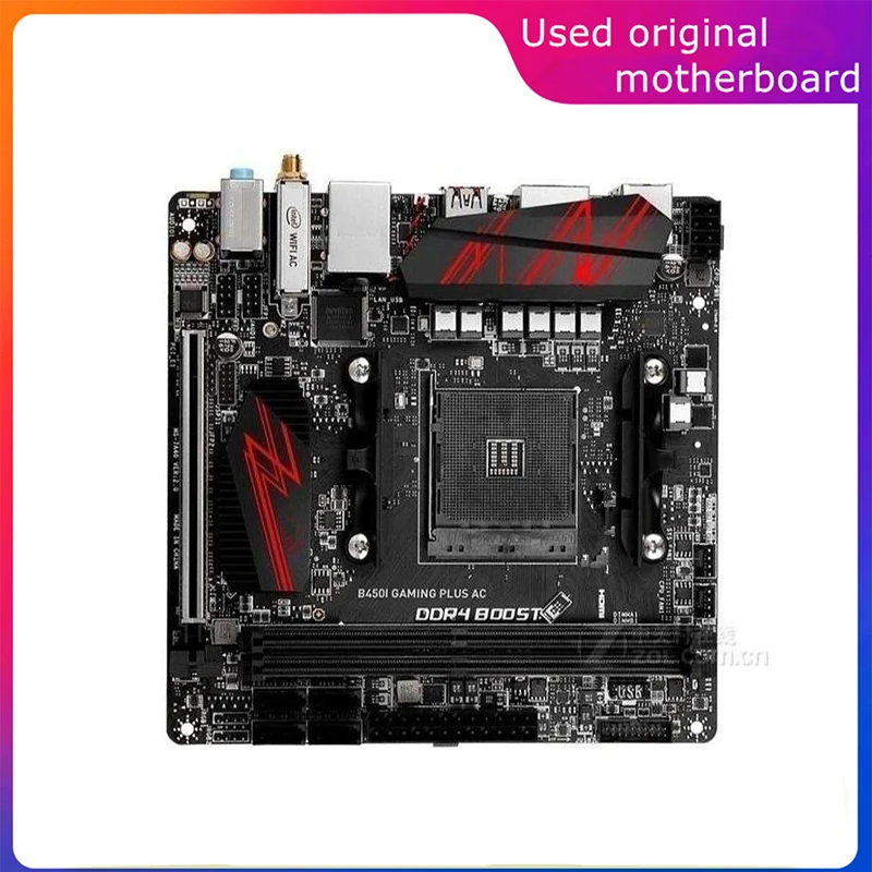 Usato Am4 Per Amd B450 B450I Gaming Plus Ac Mini Itx Scheda Madre Del Computer Pci-E4.0 Usb3.0 Sata3 Am4 Ddr4 64G Scheda Madre Desktop
