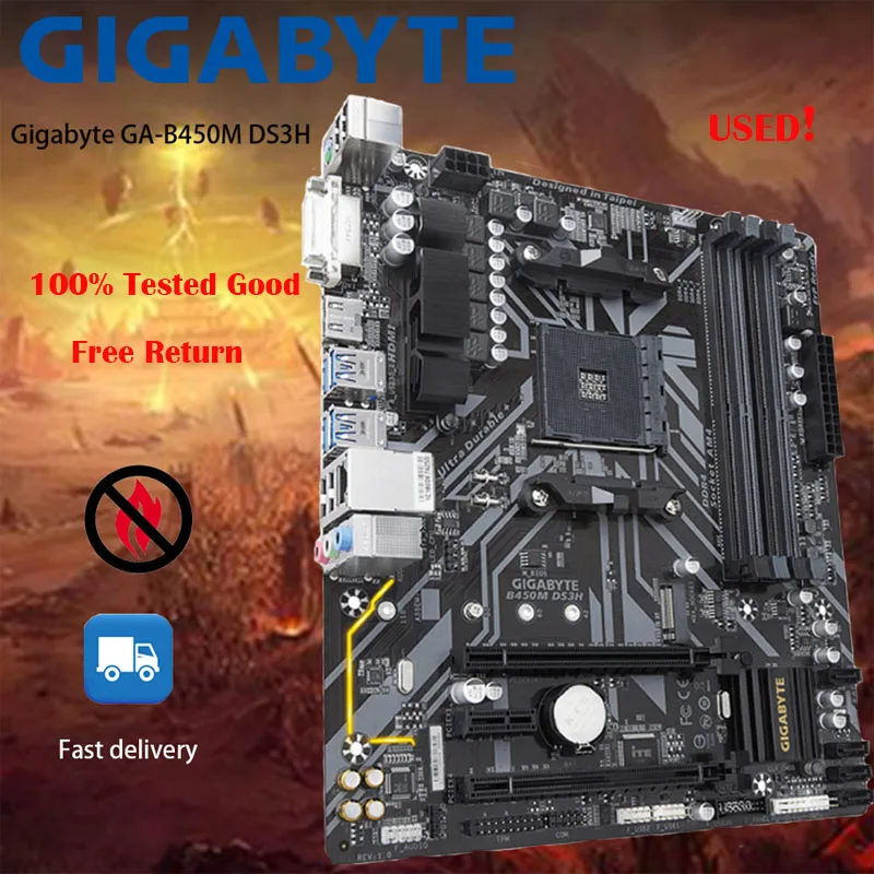 Gigabyte Ga-B450M Ds3H Usato Per Amd Am4 Ryzen 3/5/7/9 1Th.2Th.3Th.Athlon Usb3.1 Hdmi M.2 B450 Scheda Madre Per Pc Desktop Micro-Atx