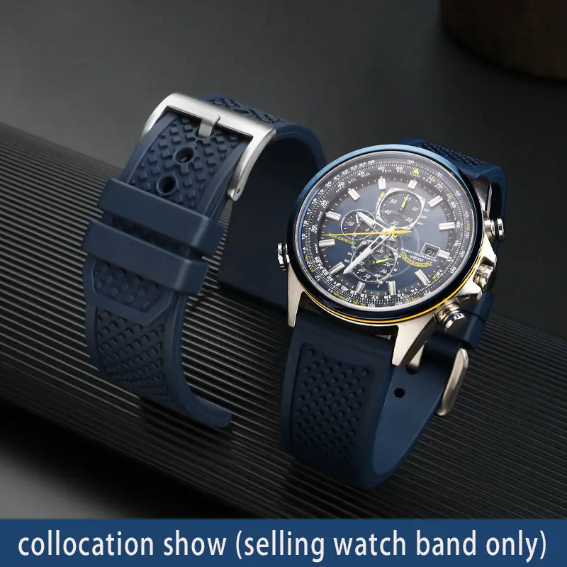 Per Citizen Blue Angel At8020 Cinturino Di Prima Generazione At8020-54L Cinturino In Gomma Fluorurata Accessori Per Cinturini Blu Impermeabili