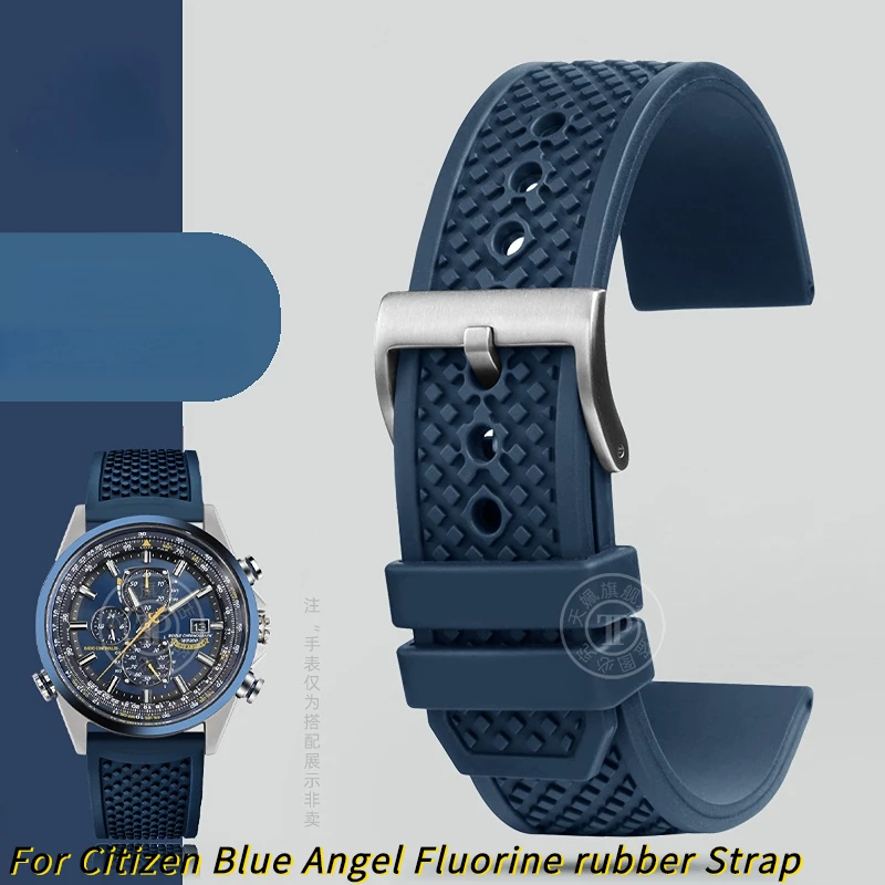 Per Citizen Blue Angel At8020 Cinturino Di Prima Generazione At8020-54L Cinturino In Gomma Fluorurata Accessori Per Cinturini Blu Impermeabili