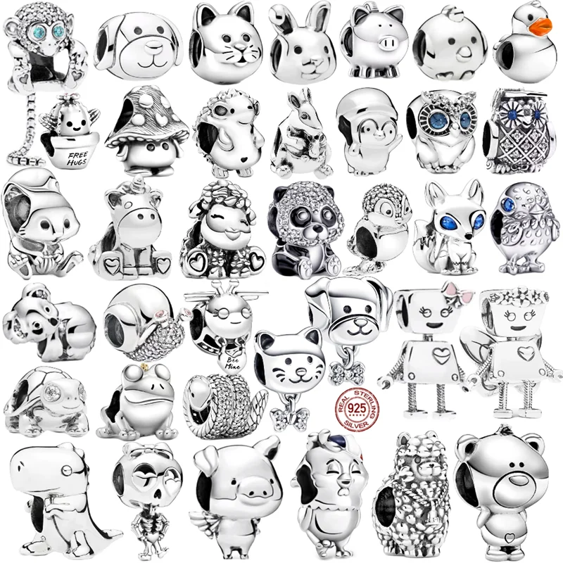 Vendita Calda Charm Bead Fit Originale Pandora Bangle/Orecchino/Necklace.925 Sterling Silver Jewely.Mushroom Nini Rabbit Wise Owl Fox