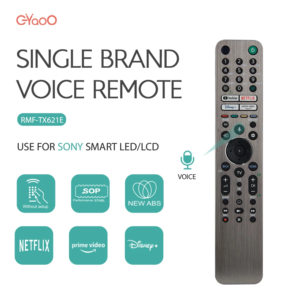 Rmf-Tx621E Telecomando Tv Vocale Retroilluminato Per Sony 4K Hdtv Rmf-Tx600U Rmf-Tx600E Kd-65Xh9505 Kd-75Xh9505 Rmf-Tx611E Lega Di Alluminio