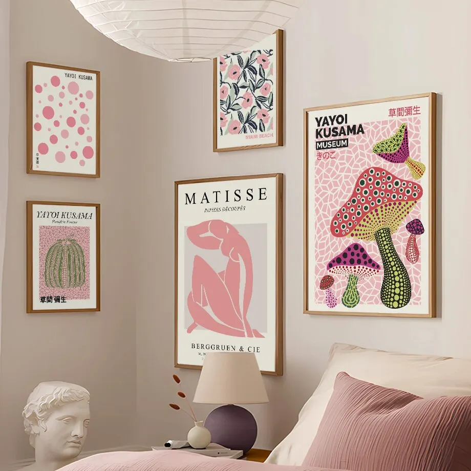 Yayoi Kusama Matisse Flower Market Zucca Fungo Astratto Poster Estetica Stampe Wall Art Canvas Pictures Living Room Decor