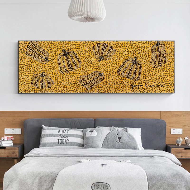 Yayoi Kusama Abstract Yellow Pumpkin Canvas Painting Poster E Stampe Modern Wall Art Pictures Cuadros Per Soggiorno