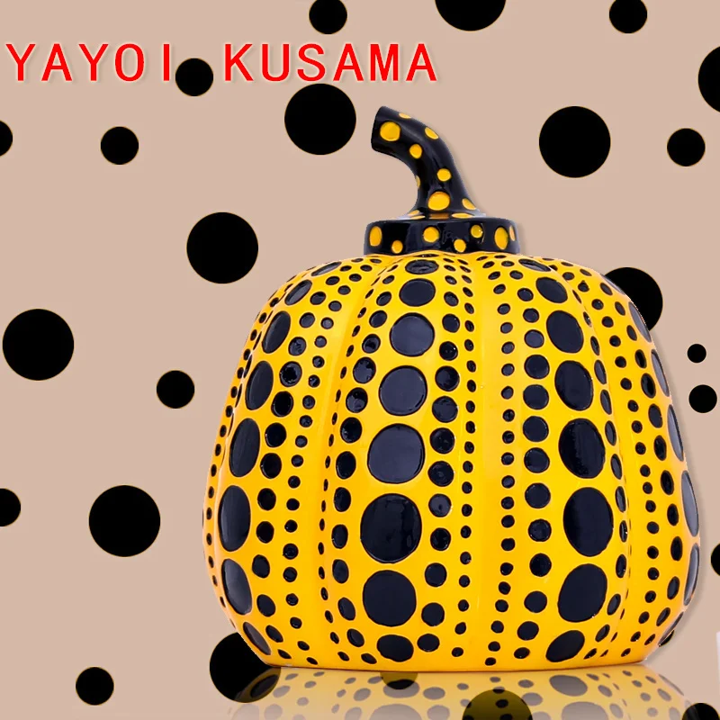 Pumpkin Kusama Yayoi  Artist Modern Sculpture Polka Dot Art Home Interior Decorations Office Arts Wedding Christmas