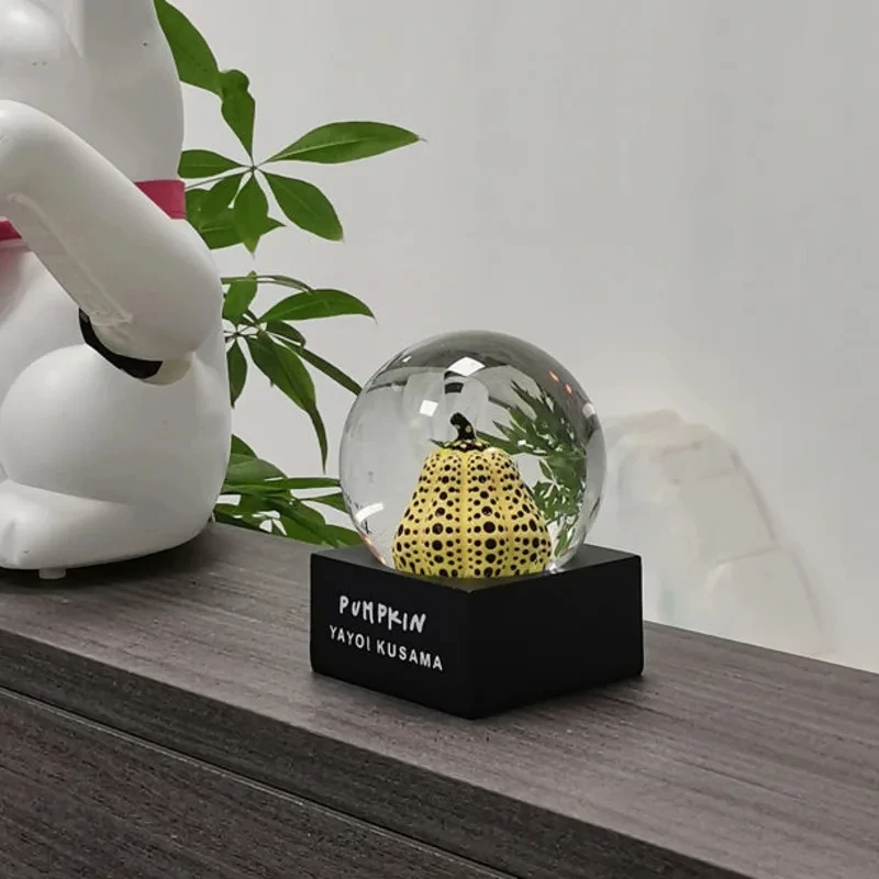 Yayoi Kusama Pumpkin Crystal Ball Ornaments Fashion Artistic Dots Pumpkin Artwork Luxury Brand Pumpkin Sculpture Home Decor Gift