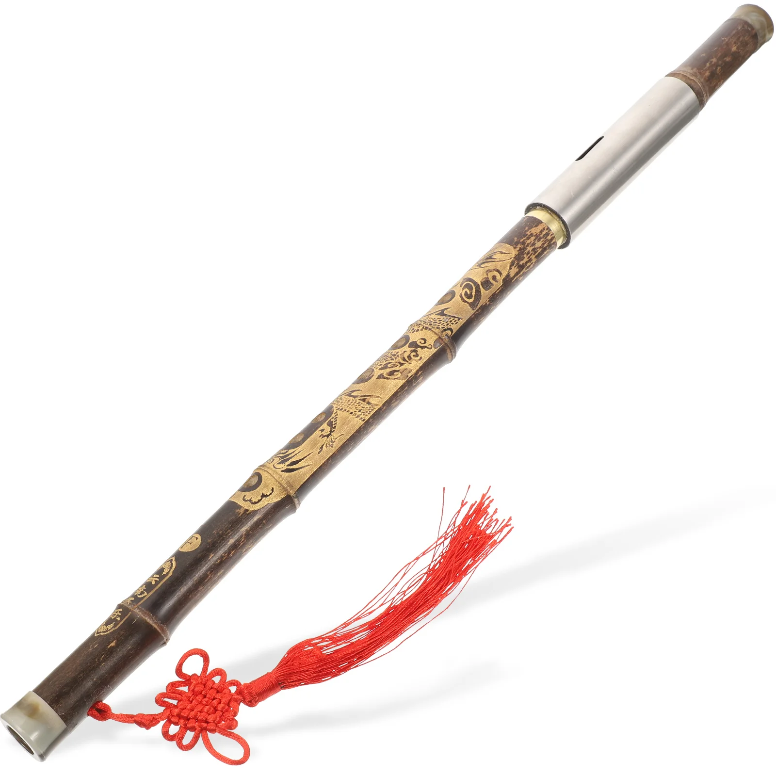 Bamboo Sculpture Wind Instrument Bawu Chinese F Key Flute Vertical Blow Bawu Bau Trasversale