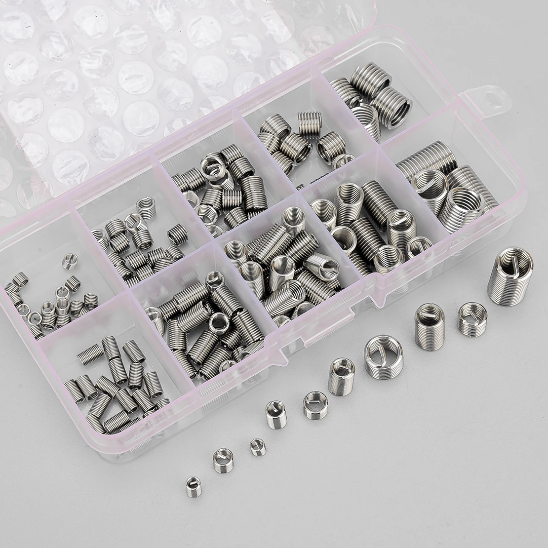 150Pcs Universal Car M3 M4 M5 M6 M8 Rivet Nut Helicoil Thread Repair Insert Kit Argento Acciaio Inossidabile