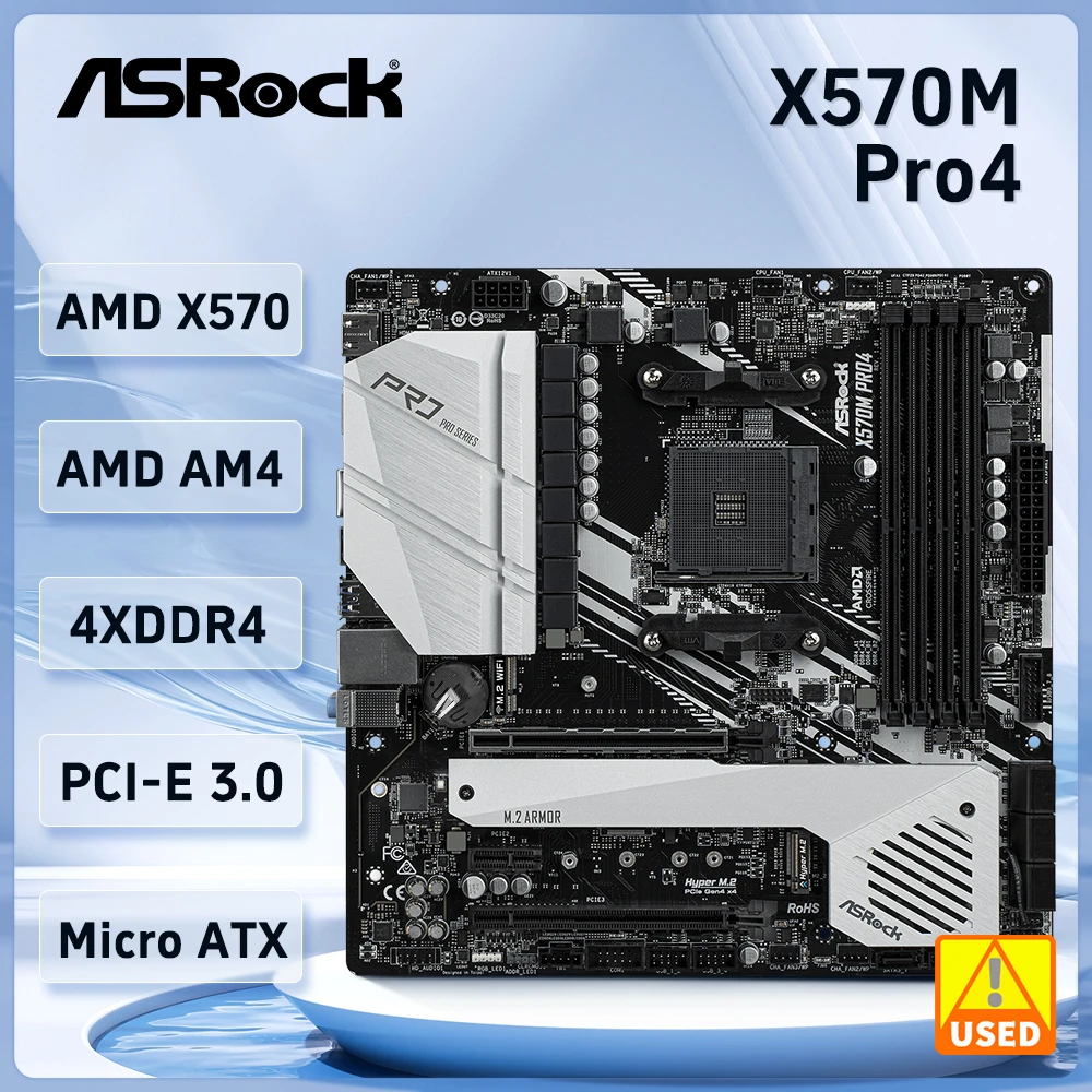 Scheda Madre Amd X570 Presa Scheda Madre Asrock X570M Pro4 Am4 4 X Ddr4 Usb 3.2 Pci-E 4.0 M.2 Micro Atx Supporto Cpu Ryzen 55600