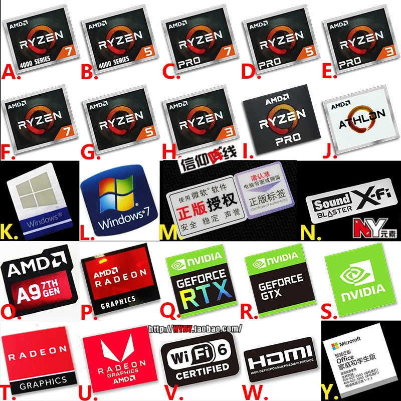 Etichetta Originale Per Notebook Amd Fx A10 A8 Ryzen R7 R5 R3 Cpu
