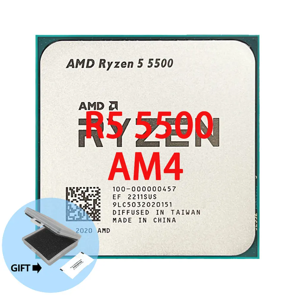 Ryzen 5 5500 R5 5500 Processore Cpu 7Nm L3 = 16M 3.6 Ghz 6-Core 12-Thread Socket Am4 No Fan Bulk