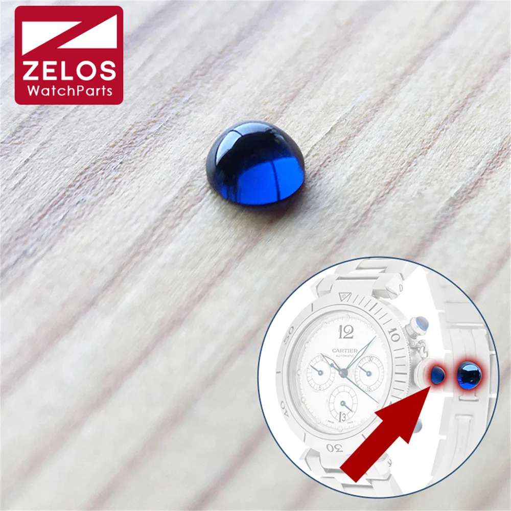 Guarda Crown Blue Sapphire Dot Per Cartier Pasha Watch Crown