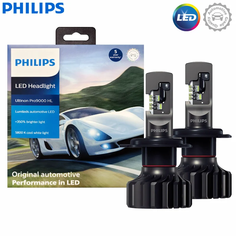 Philips Ultinon Pro9000 Gen2 Led H4 + 350% Faro Luminoso Per Auto 5800K Bianco Freddo Con Lumileds Led Lampadina Per Auto 18W Lum11342U90X2, 2X